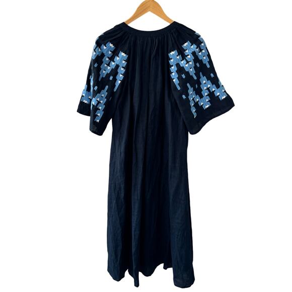 ELEVEN by March11 Naomi Embroidered Maxi Dress Navy Blue Size XS - Picture 2 of 8